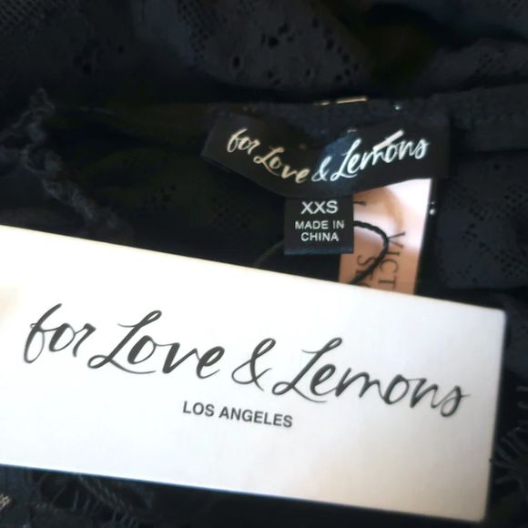 For Love & Lemons Ruched Lace Bustier Mini Dress Black Sz Extra Extra Small NEW - Picture 6 of 8